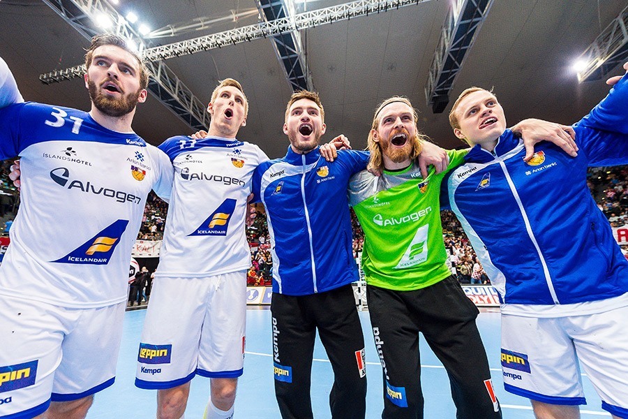 Handballmannschaft Island freut sich über die WM 2019