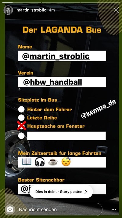 Martin Strobel Instagram Story über den Laganda Bus