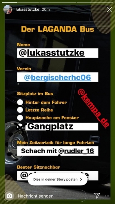 Lukas Stutzke Instagram Story über den Laganda Bus