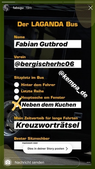 Fabian Gutbrod Instagram Story über den Laganda Bus